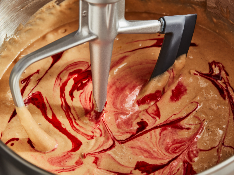 Flex Edge Beater mixing cake batter Flex Edge Beater mixing cake batter