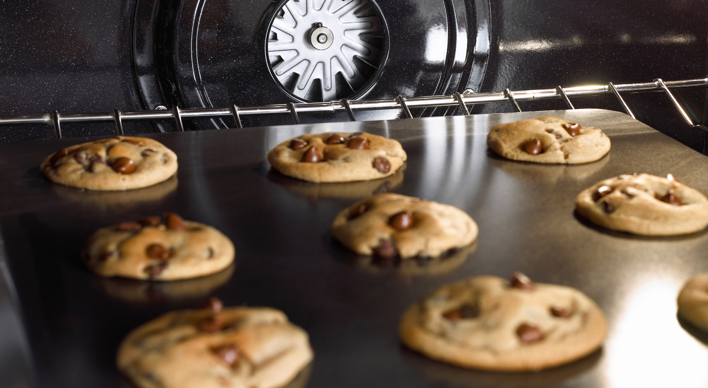 Chocolate chip cookies baking in the oven Chocolate chip cookies baking in the oven