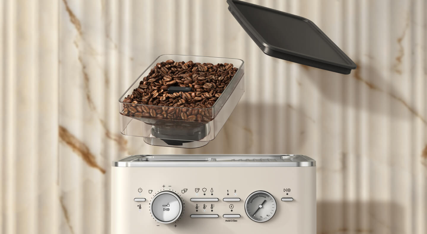 KitchenAid® semi-automatic espresso machine bean hopper