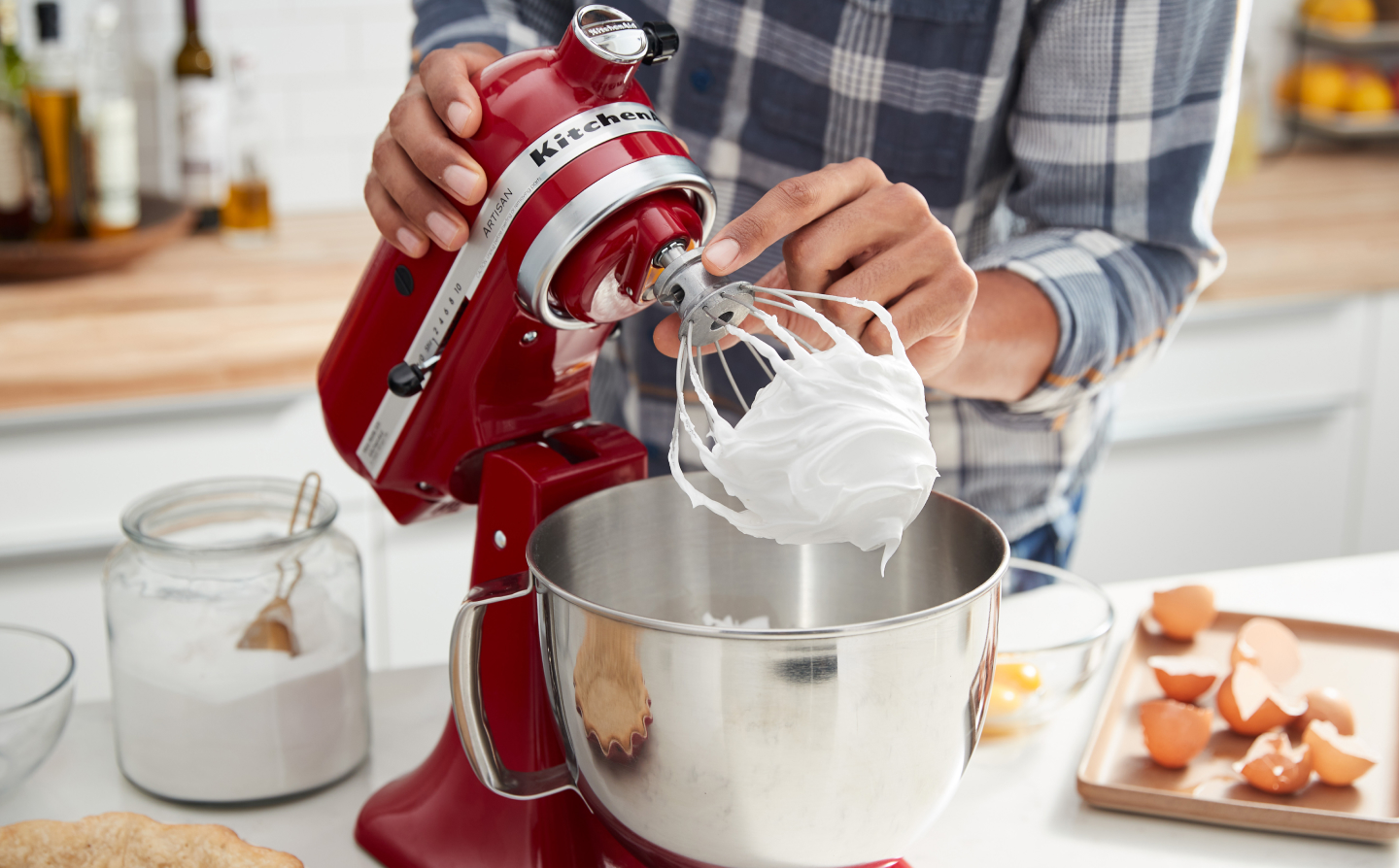 KitchenAid® stand mixer with meringue on wire whip KitchenAid® stand mixer with meringue on wire whip