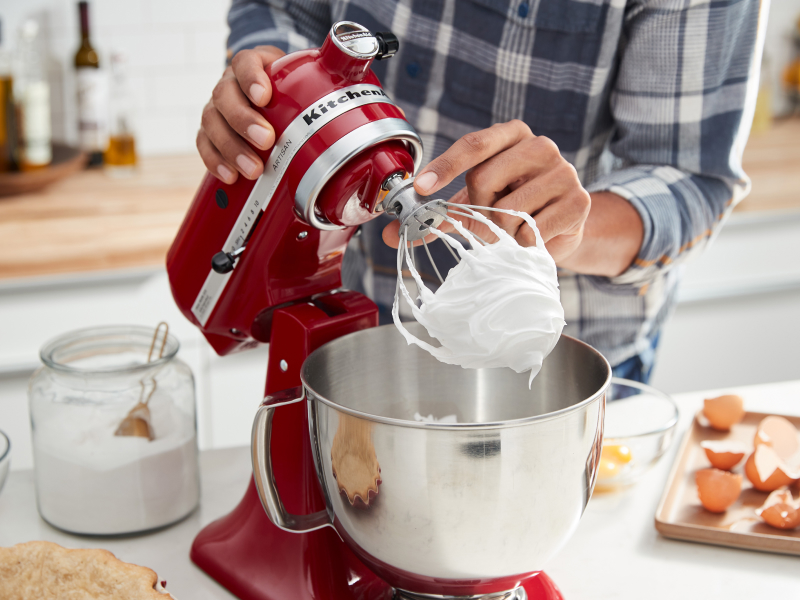 KitchenAid® stand mixer with meringue on wire whip KitchenAid® stand mixer with meringue on wire whip