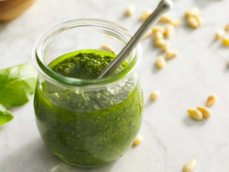 Jar of pesto sauce 