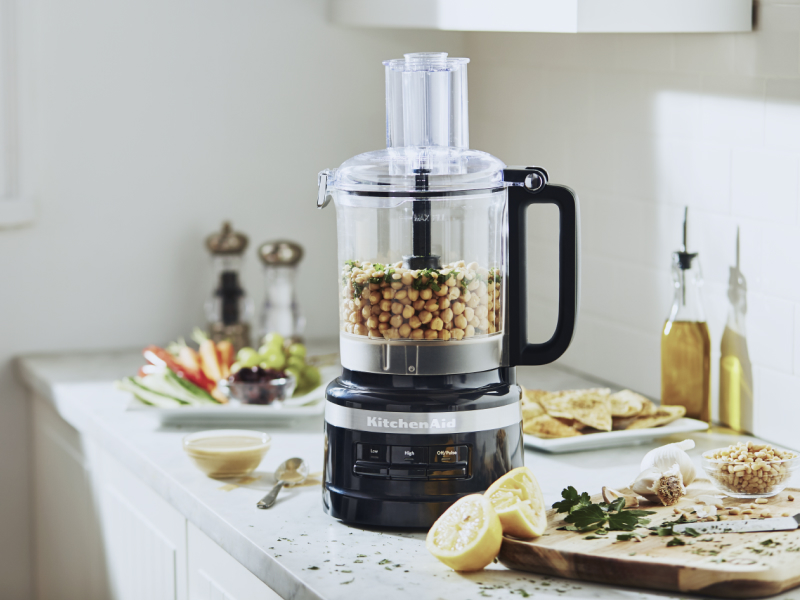 Chickpeas in a KitchenAid® food processor Chickpeas in a KitchenAid® food processor