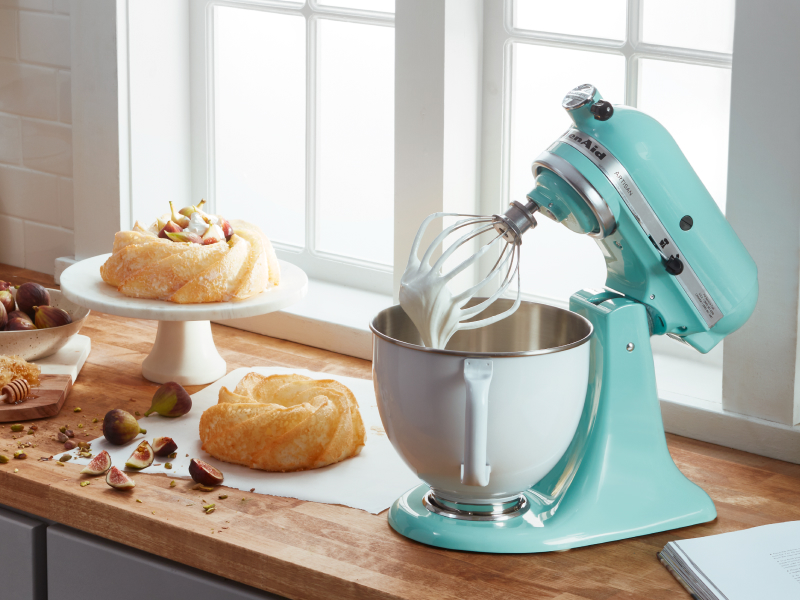 Pastries next to a teal KitchenAid® stand mixer Pastries next to a teal KitchenAid® stand mixer