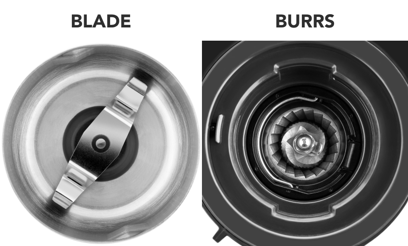 A blade and burr grinder side by side A blade and burr grinder side by side