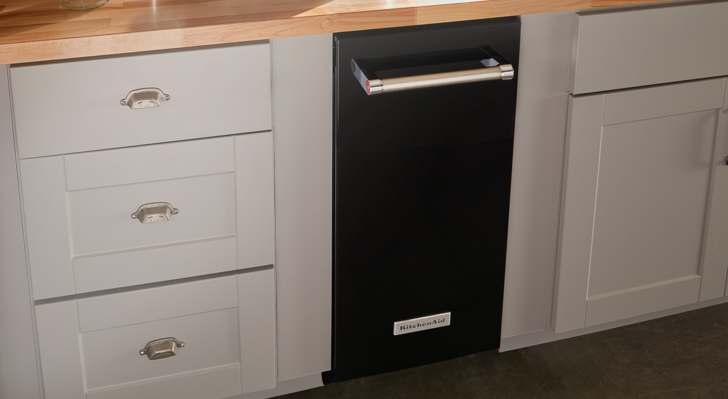 A black KitchenAid® ice maker A black KitchenAid® ice maker