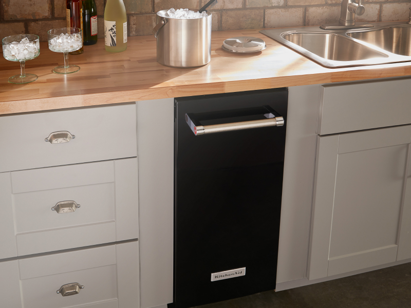 A black KitchenAid® ice maker A black KitchenAid® ice maker