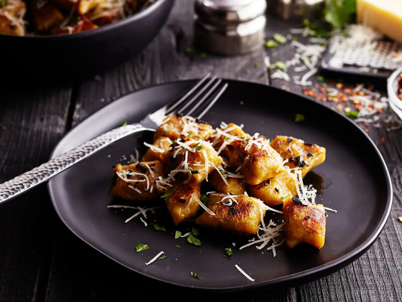 Butternut squash gnocchi on a plate