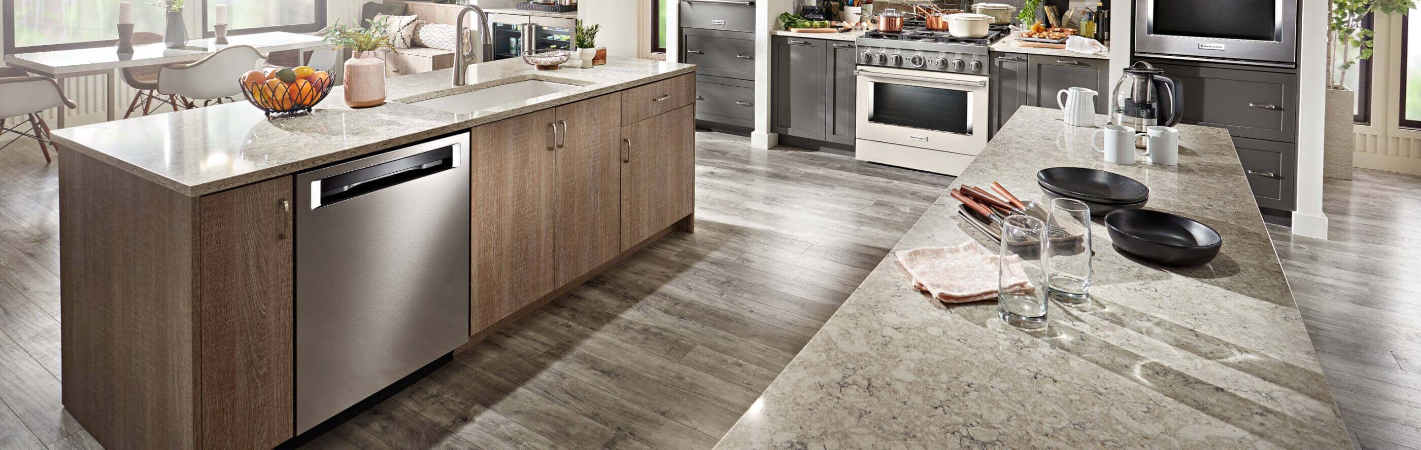 Modern kitchen with stainless steel appliances