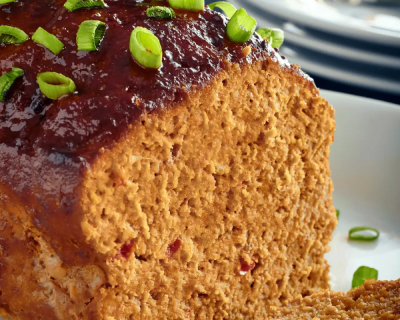 Turkey meatloaf with scallion garnish