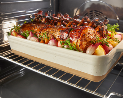 Pork roasting in the oven