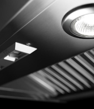 The underside of a KitchenAid® range hood
