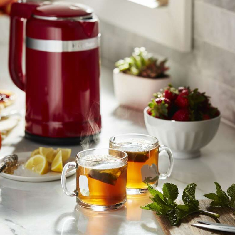Two glass mugs of tea