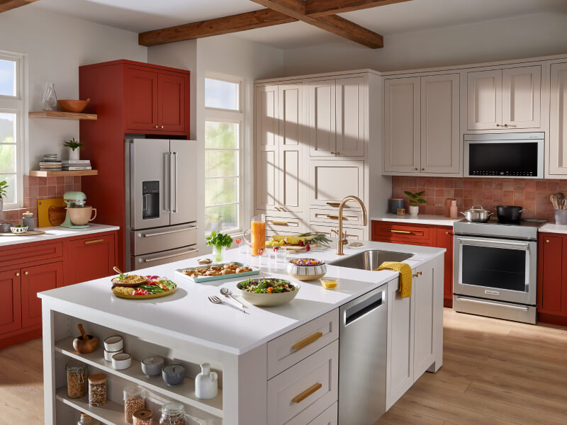 Stainless steel appliances in a modern kitchen