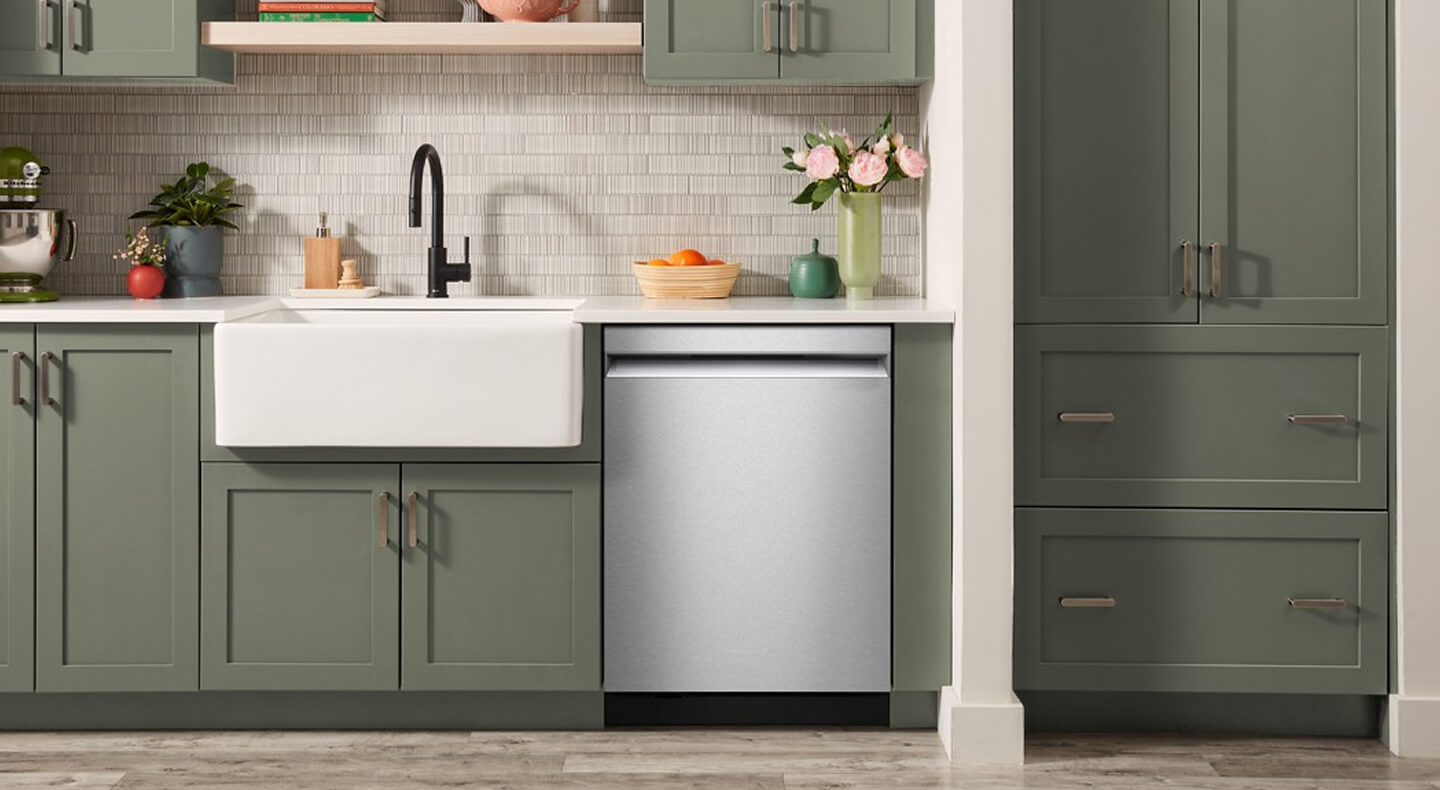 Top control dishwasher in a modern kitchen