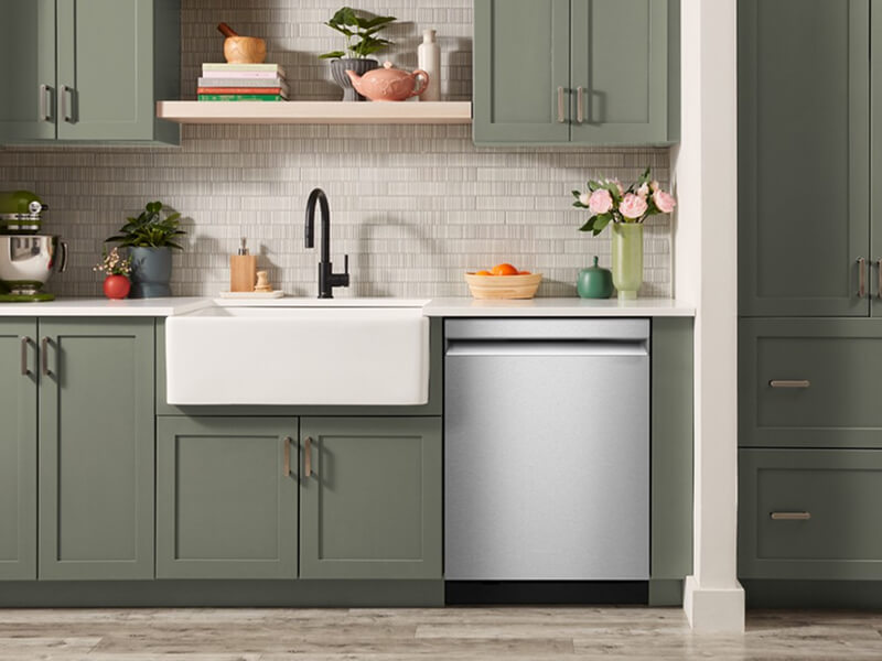 Top control dishwasher in a modern kitchen