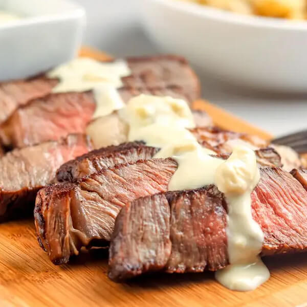 Steak with blue cheese dressing