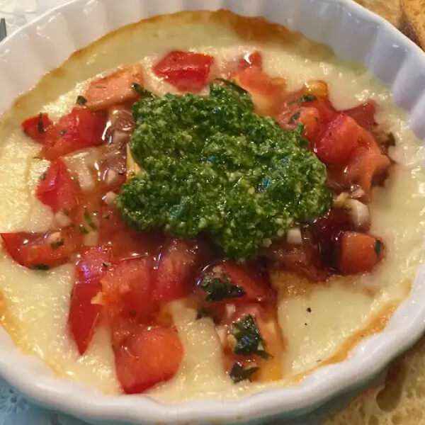 Baked provolone cheese