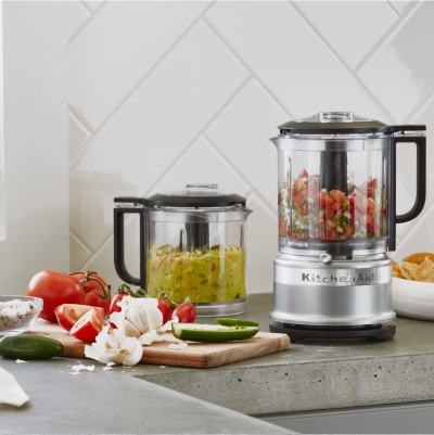 KitchenAid® food processors filled with salsa