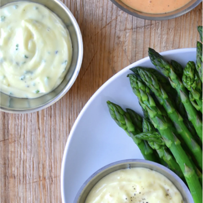 Aioli mayo and asparagus