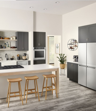 Stainless steel appliances in a modern kitchen