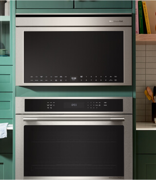 A KitchenAid® microwave above a KitchenAid® wall oven