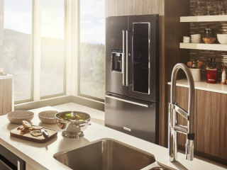 A KitchenAid® refrigerator in a modern kitchen