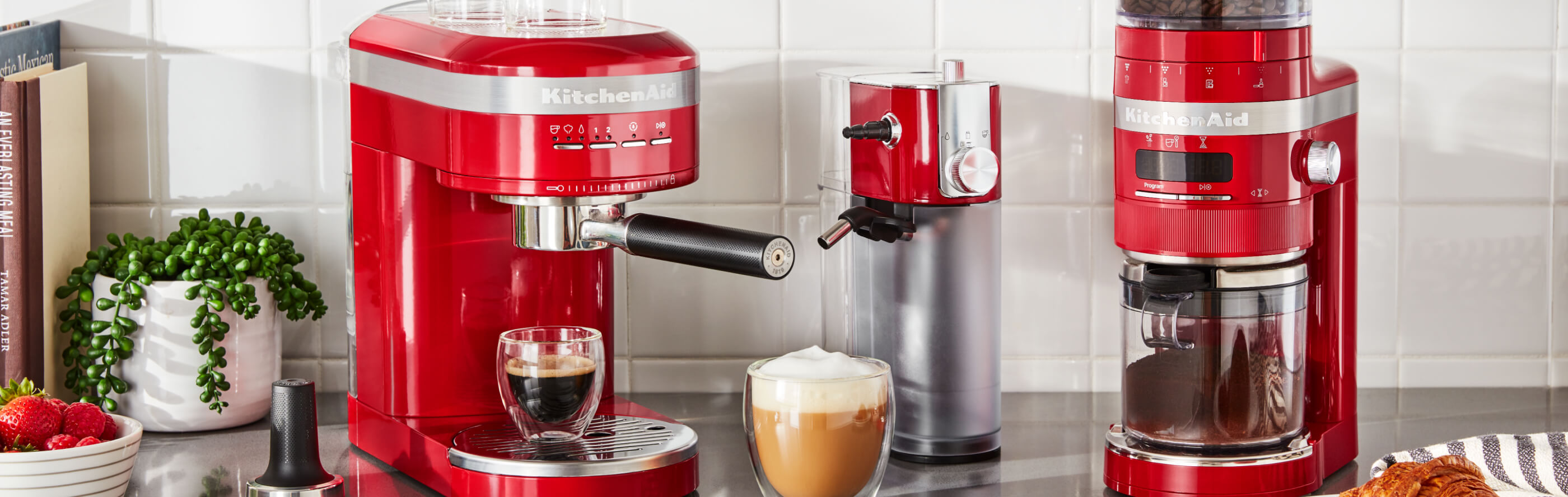 Red espresso appliances from KitchenAid brand