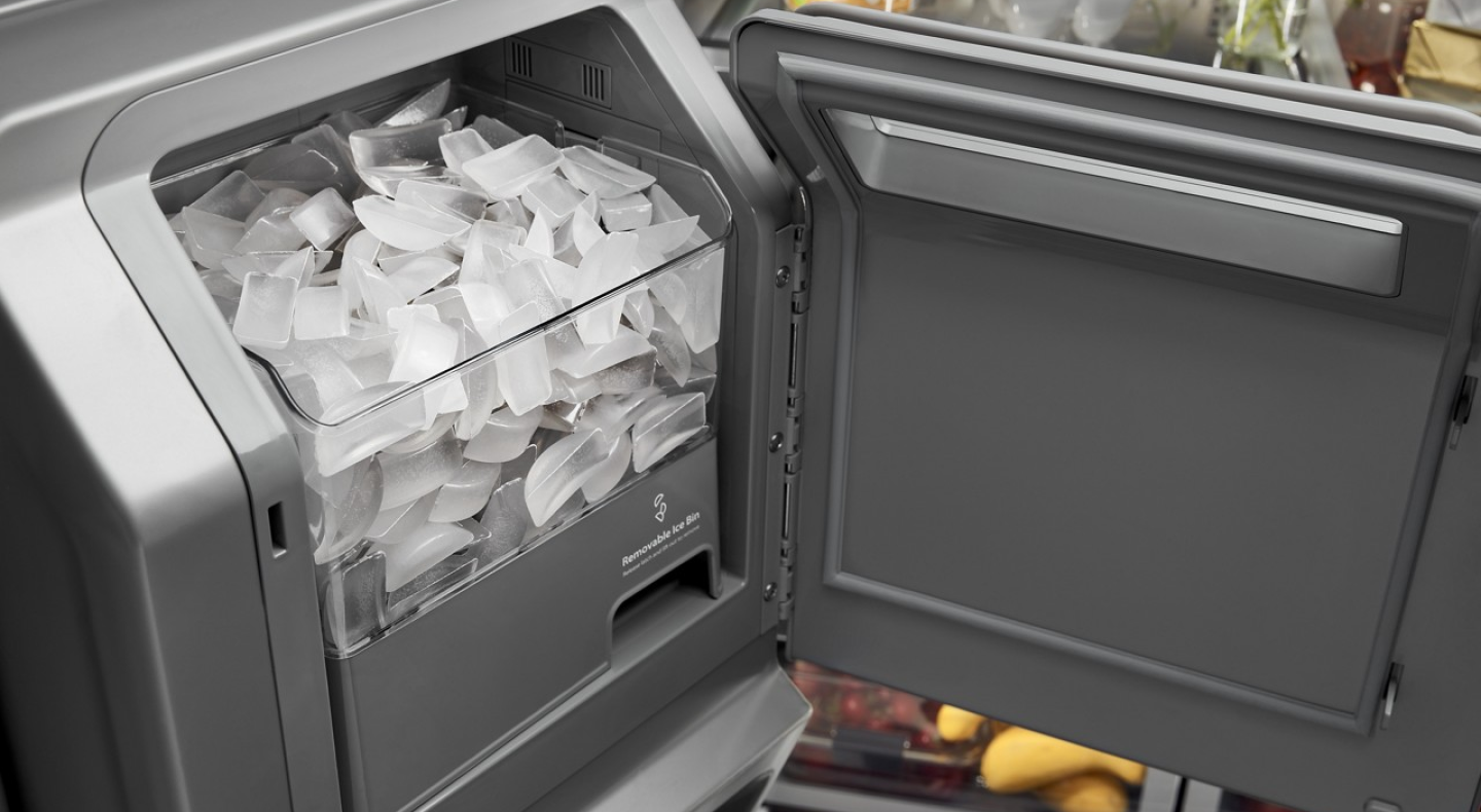 Close-up of an in-door ice maker Close-up of an in-door ice maker