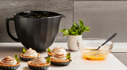 A KitchenAid Stand Mixer Bowl with several completed tarts
