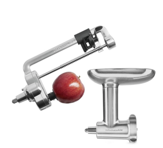 A 5 Blade Spiralizer With Peel, Core And Slice Plus Metal Food Grinder Attachment Bundle