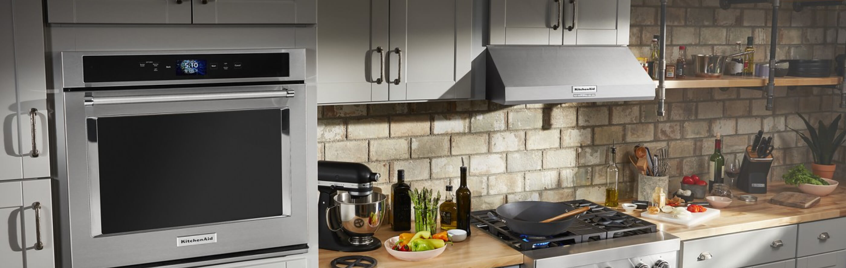 KitchenAid® single wall oven in white cabinetry