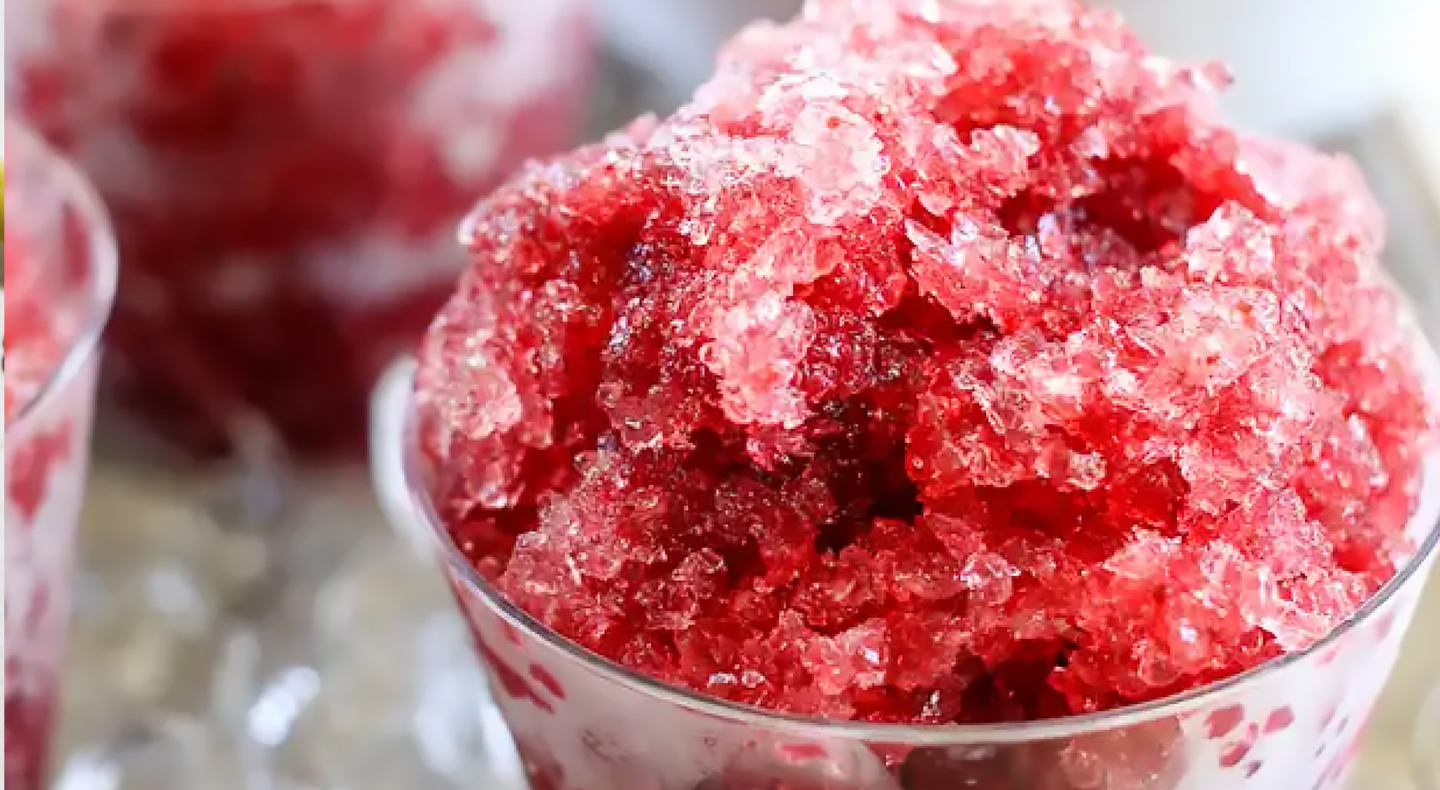 Deep red snow cone. Deep red snow cone.