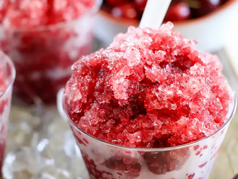 Deep red snow cone. Deep red snow cone.
