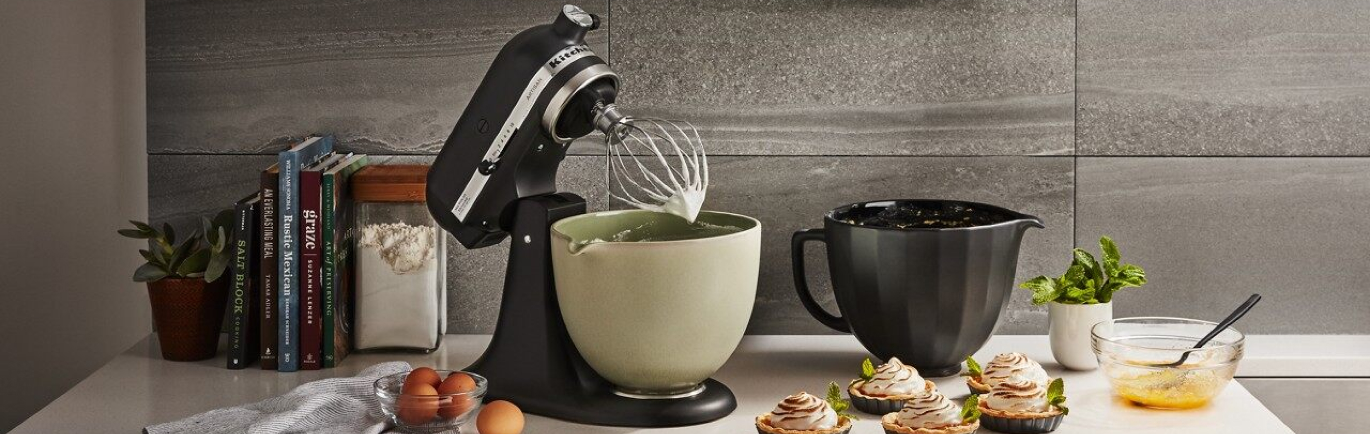 A KitchenAid® mixer at rest