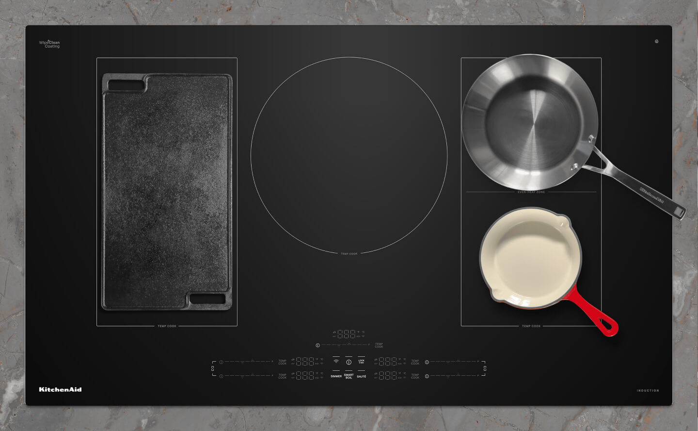 Cookware on top of an induction cooktop Cookware on top of an induction cooktop