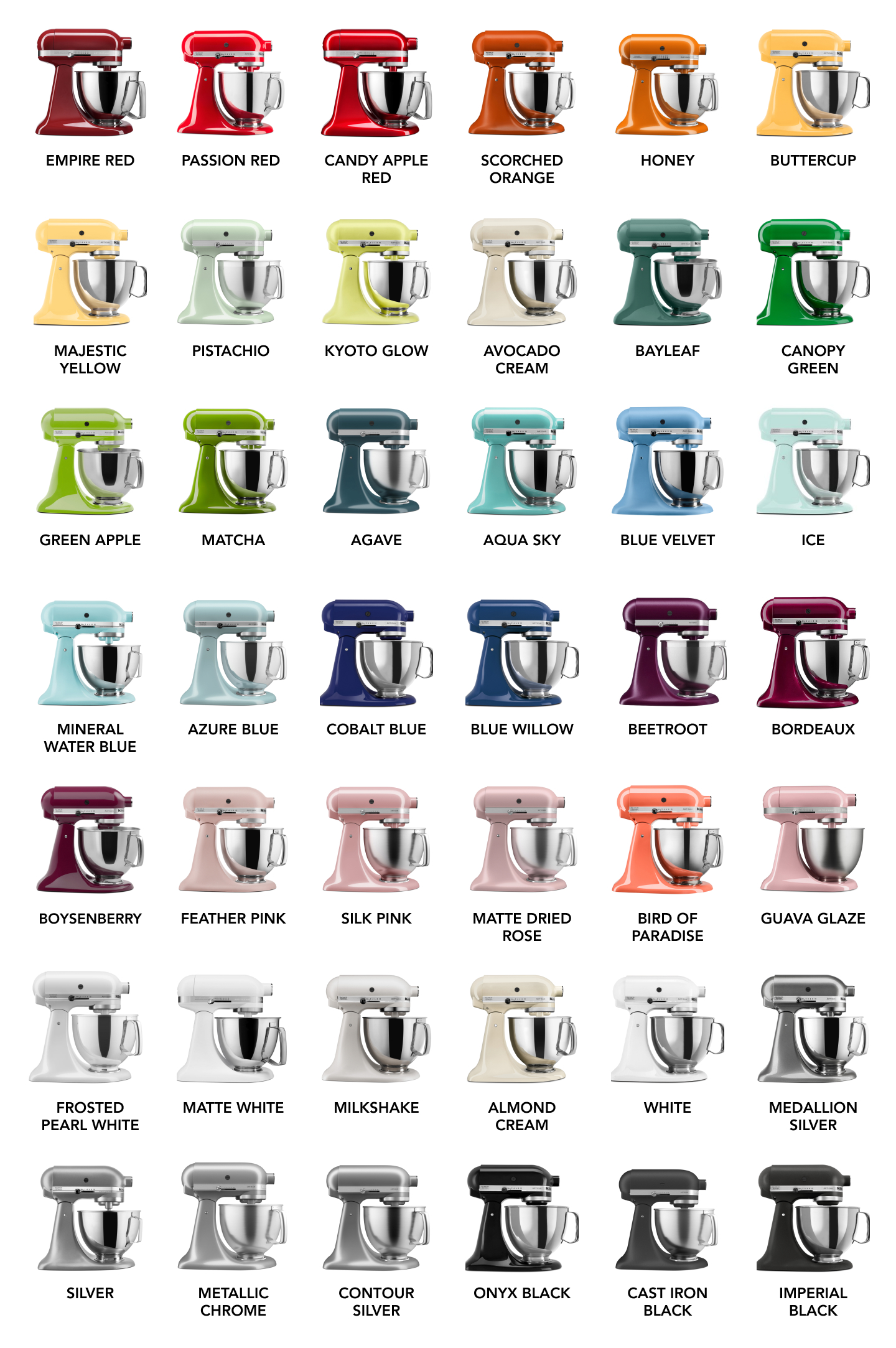 KitchenAid® stand mixer color choices KitchenAid® stand mixer color choices