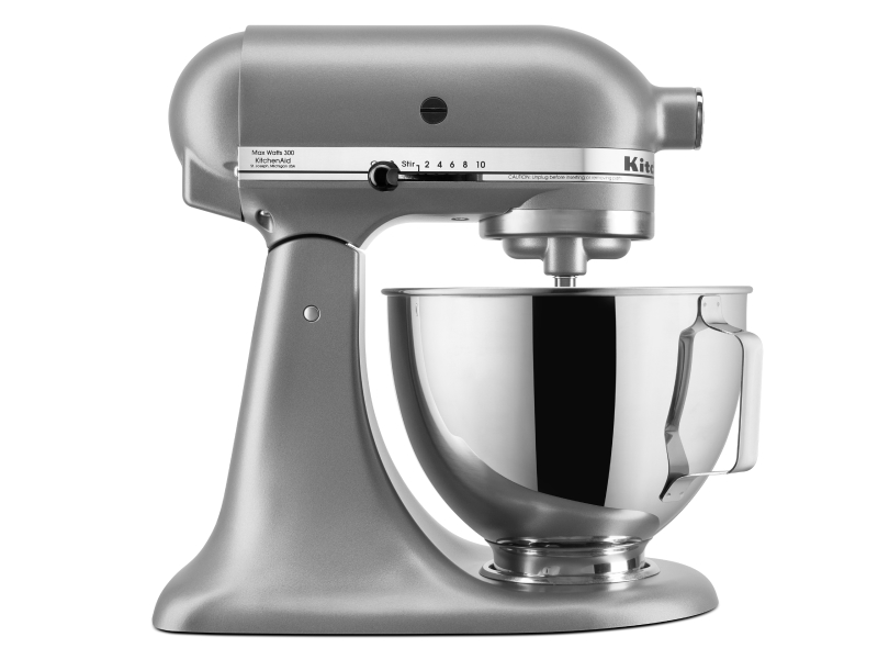 Silver KitchenAid® stand mixer