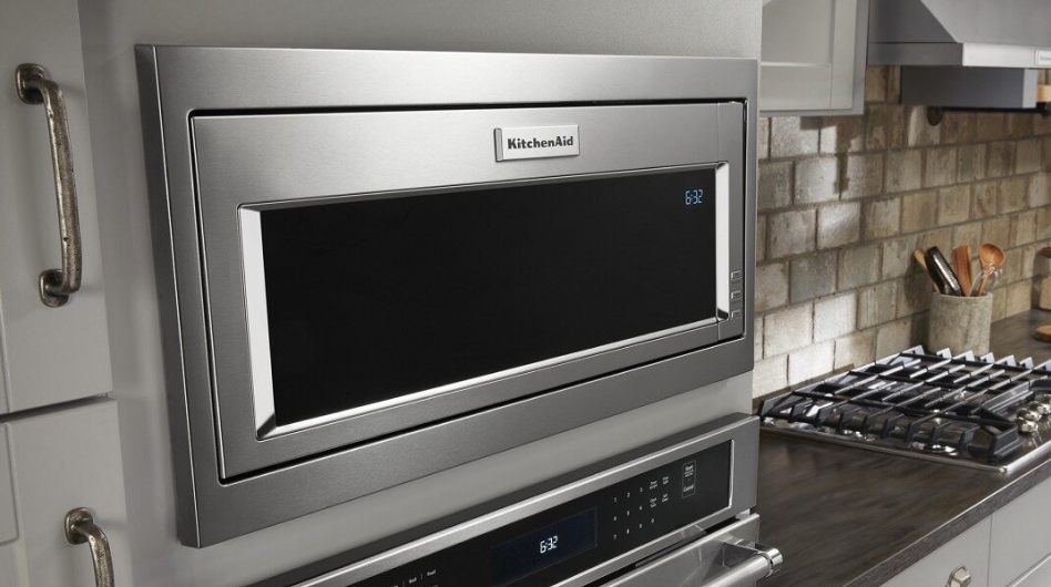Stainless steel built-in microwave above wall oven Stainless steel built-in microwave above wall oven
