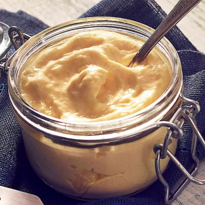 Homemade mayonnaise in mason jar