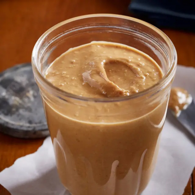 Nut butter in glass jar