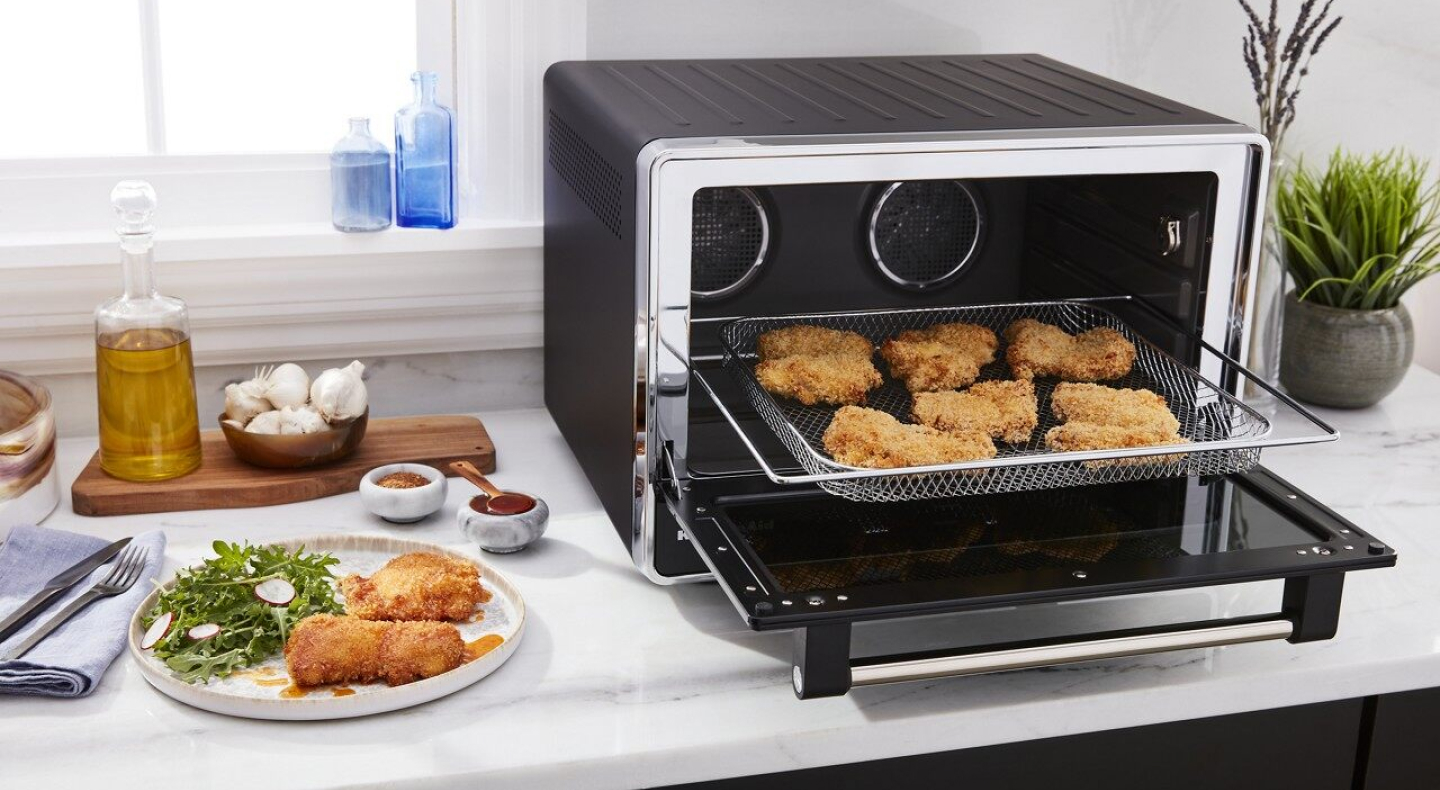 Food in a countertop oven