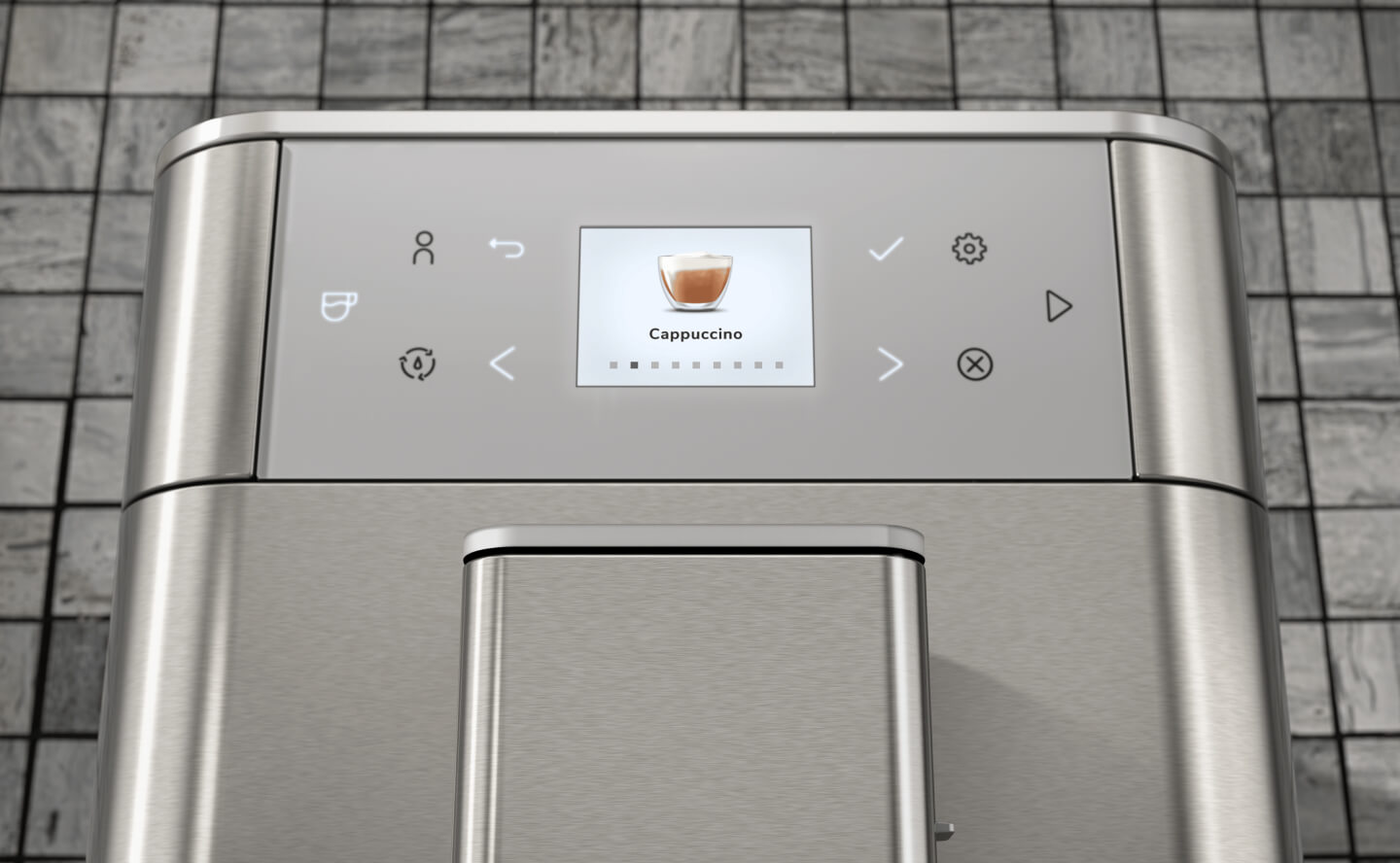 Close-up image of a KitchenAid® Fully-Automatic Espresso Machine control panel Close-up image of a KitchenAid® Fully-Automatic Espresso Machine control panel