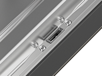 Close up image of a dishwasher door latch