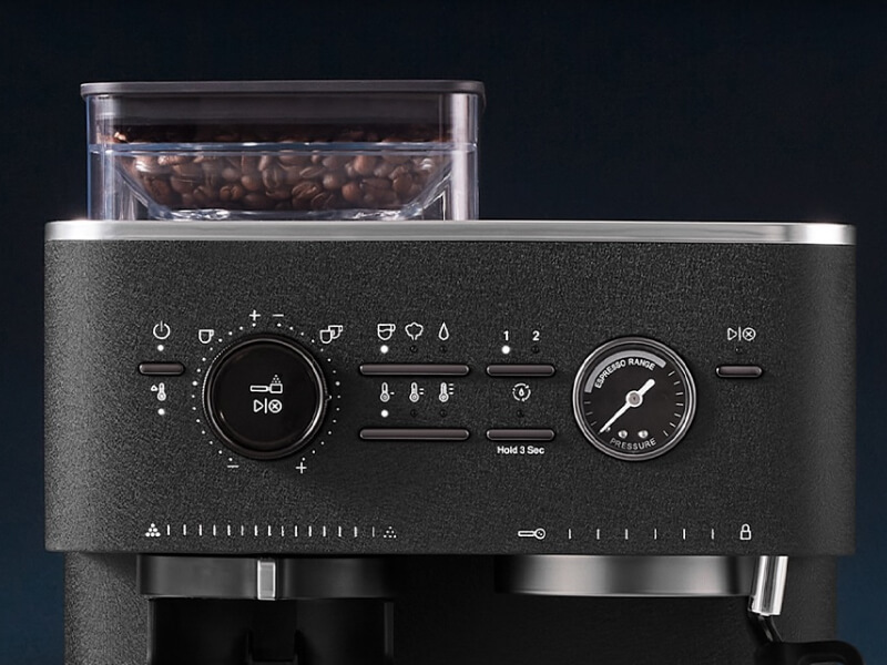 Close-up of a KitchenAid® Semi-Automatic Espresso Machine