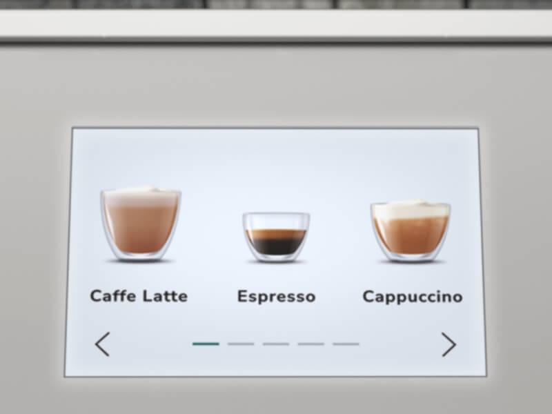 Close-up of a KitchenAid® Fully-Automatic Espresso Machine control screen