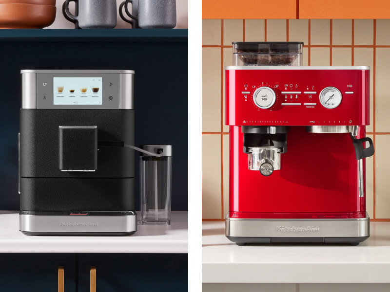 Side-by-side image of KitchenAid® Semi- and Fully-Automatic Espresso Machines Side-by-side image of KitchenAid® Semi- and Fully-Automatic Espresso Machines