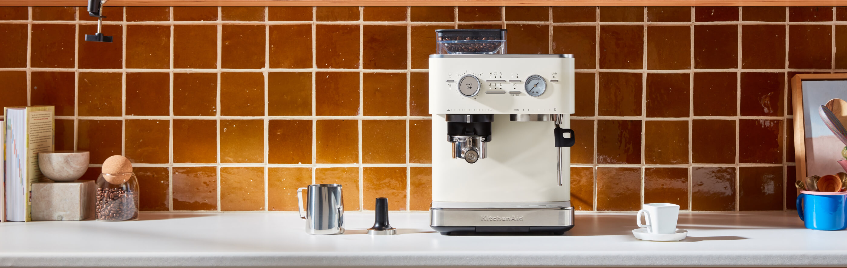 KitchenAid® Semi-Automatic Espresso Machine on a kitchen counter