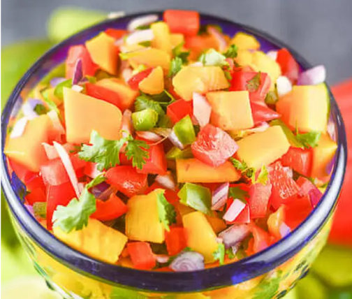 Close up of mango salsa