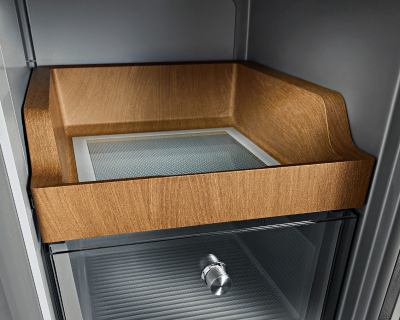 Wood-framed interior freezer door